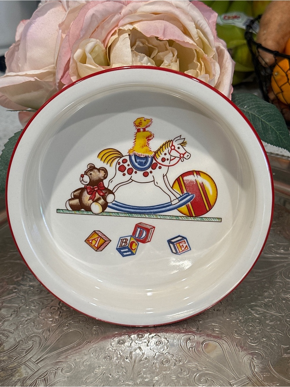 Mason’s Tiffany & Co Plate with Red Trim - Playful Rocking Horse Design
